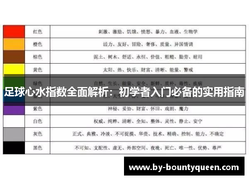足球心水指数全面解析：初学者入门必备的实用指南